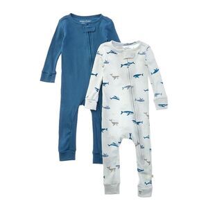 Poppy & Clay 2Pk Harmony Rib Blanket Sleeper, Blue